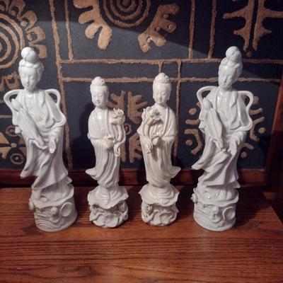 Glazed Blanc de Chine Spiritual Figurines- Four Pieces
