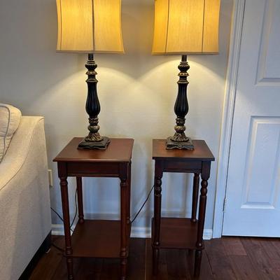 LOT 10: Two End Tables And Two Matching Lamps