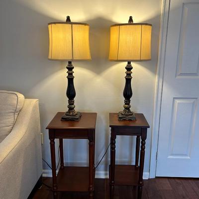 LOT 10: Two End Tables And Two Matching Lamps