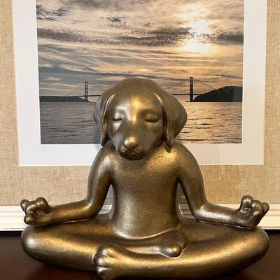 LOT 31: Framed Print, Yoga Dog and Yankee Candle