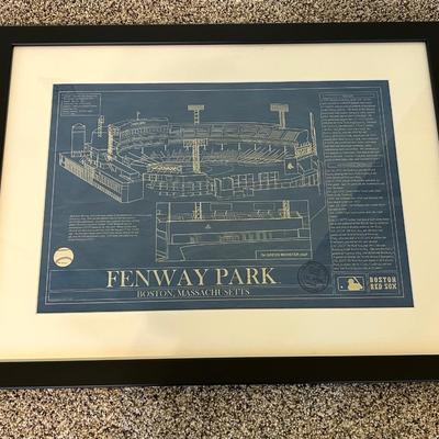 LOT 52: Fenway Park Numbered & Framed Print, Boston Red Sox Sweatshirt & Polo