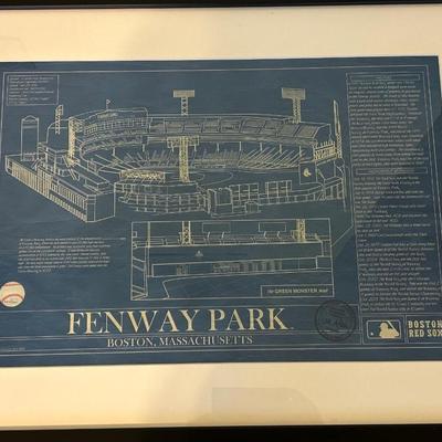 LOT 52: Fenway Park Numbered & Framed Print, Boston Red Sox Sweatshirt & Polo