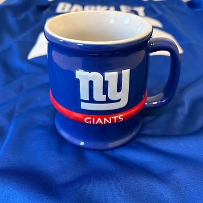 LOT 56: New York Giants Barkley Jersey, Mug & Mini Helmet