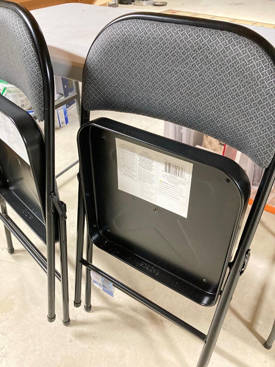 LOT 102 Maxchief Adjustable Folding Table with 2 PDG Fabric Padded