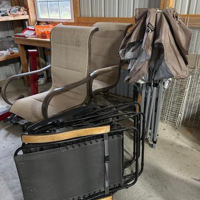 LOT 118: Outdoor Chairs - High Back Patio and Cabela's Lounge with Quest Canopy Tent