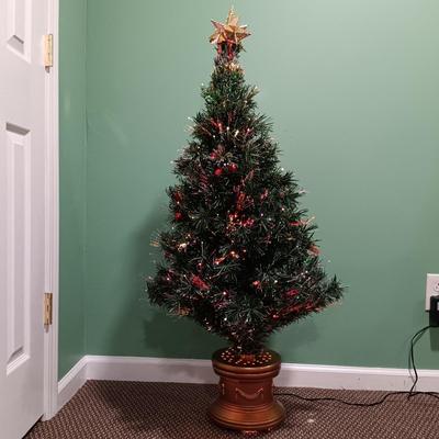 LOT 3: Light-Up Christmas Tree w/ Ceramic Snowman