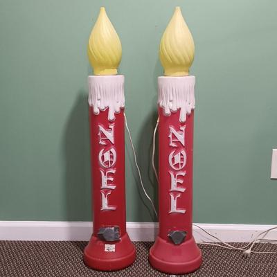 LOT 5: Pair of 3 Foot Light-Up Plastic Christmas Candles