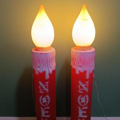 LOT 5: Pair of 3 Foot Light-Up Plastic Christmas Candles
