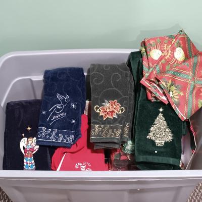 LOT 15: Christmas Collections- Vintage Coasters w/ Hand Towels, Ornaments, Gift Card Holders & More