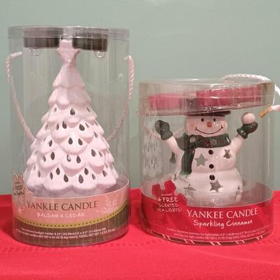 LOT 18: Candle Collection- Yankee Candle Ceramic Tree Luminaries w/ Door-Themed Votive Holder & More