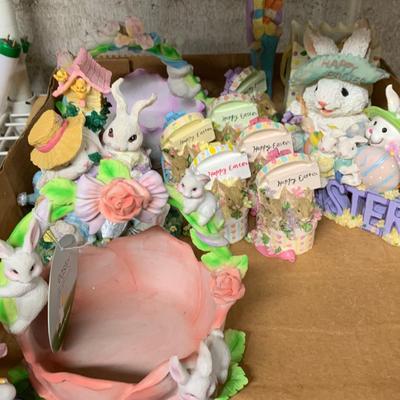 LOT 60: Extra Large Assortment of Easter and Spring Decor, Signs, Plaques, Chicks, Bunny and Floral Figurines -Some in Original Boxes by...