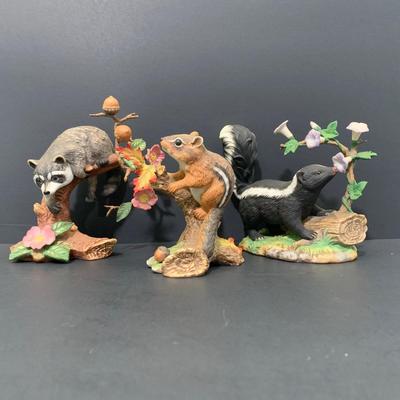 LOT 67: Collecton of Woodland Creature By Lenox - Chipmunk, Racoon and Skunk