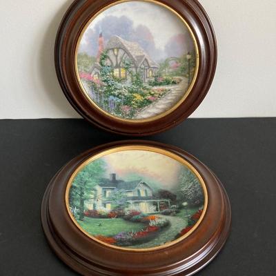 LOT 104: Thomas Kinkade Collection: Garden Cottages of England Series Plates, Musical Prayer Box & Framed Print