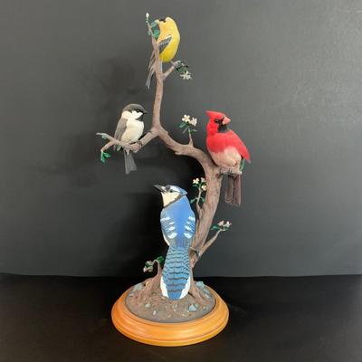 LOT 136: Beautiful Vintage Danbury Mint Songbirds of Spring Figurine- Cardinal,Blue Jay & Finch