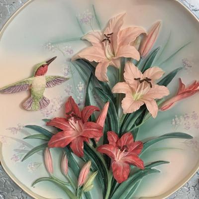 LOT 149:Bradford Exchange Limited Lena Liu Jeweled Collectors Plates with Hummingbirds and Flowers in Releif - Numbered