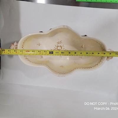Massive Italian figural horned face handle bowl.