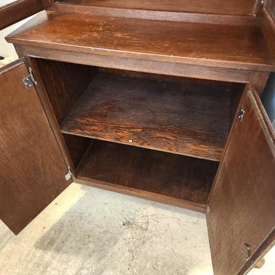 Lot #135 Vintage Primitive Style Cabinet - Glass front - working key