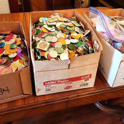 Lot #136 Three Large Boxes FILLED with vintage Mardi Gras Doubloons
