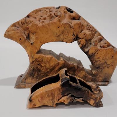 Artisan Sculptural Driftwood, dolphin Hidden compartment