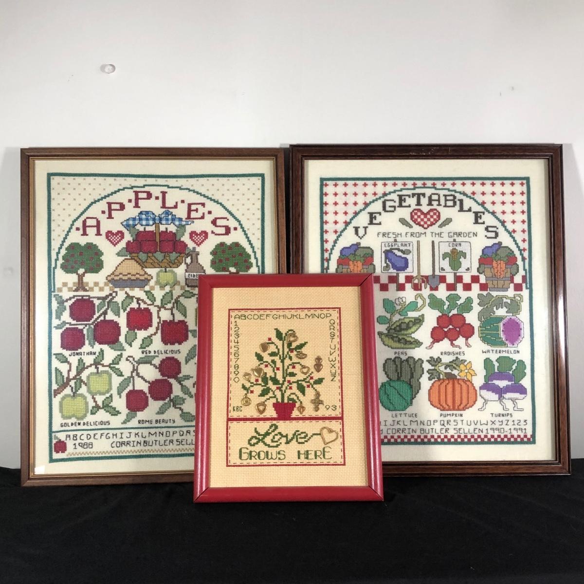 Antique high quality Needlepoint Lot of 3 Pieces-Estate Sale Find