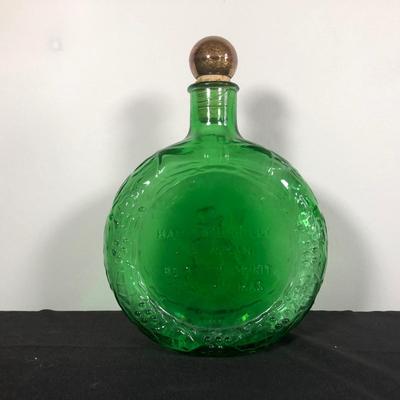 LOT 11M: Vintage Wheaton NJ Glass Bottles - Amber Abraham Lincoln, Blue First Edition Woodrow Wilson, Green Christmas 1977 w/ Cork & Ruby...