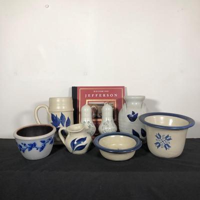 LOT 16M: Vintage Colonial Williamsburg Pottery, Other Stoneware & Becoming Jefferson Book