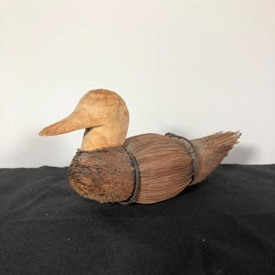 LOT 24M: Wooden Miniature Decory Duck & Broom Bristle Duck