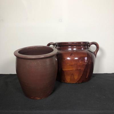 LOT 31D: Vintage Brown Stoneware Pottery - One Marked USA