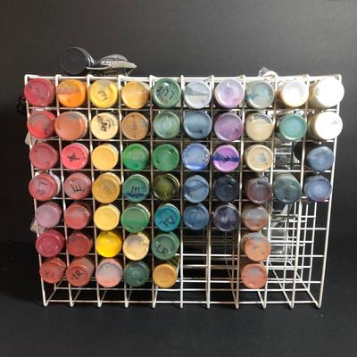 LOT 53C: Paint Bottle Rack w/ Variety of Paints