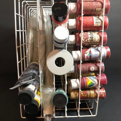 LOT 53C: Paint Bottle Rack w/ Variety of Paints