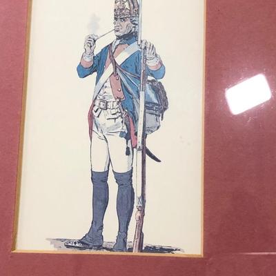 LOT 63Z: Metal Bald Eagle & Framed CA Risley Revolutionary War Postcard Illustrations