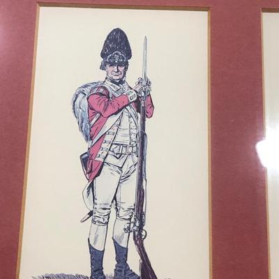LOT 63Z: Metal Bald Eagle & Framed CA Risley Revolutionary War Postcard Illustrations