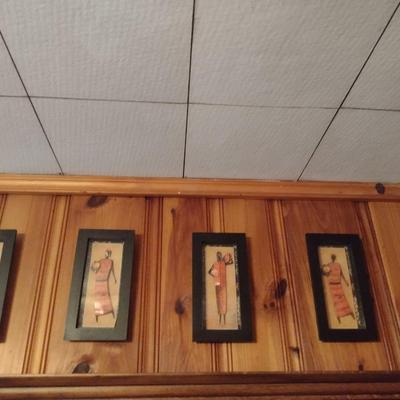 Collection of Framed African Theme Art- Five Pieces