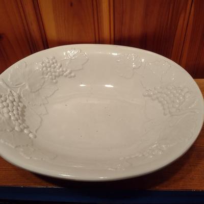 Italian Glazed Porcelain Grapes and Leaves Theme Pitcher and Basin