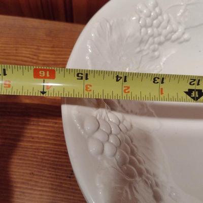 Italian Glazed Porcelain Grapes and Leaves Theme Pitcher and Basin