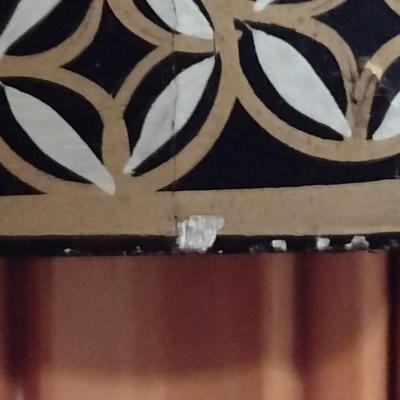 Set of Four Black Lacquer Finish Asian Theme Story Panels with Mother of Pearl Inlay