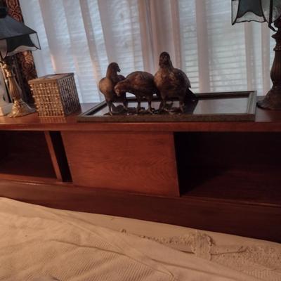 Full Size Bed with Solid Wood Headboard with Built in Storage