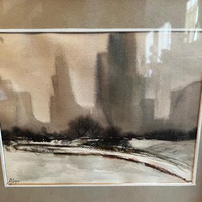 1431 Framed Signed and Numbered Etching by W.L. Prescott with Original Watercolor