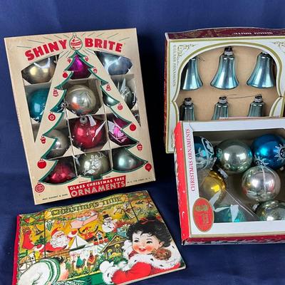 942 Vintage Shiny Brite Christmas Ornaments 3 boxes