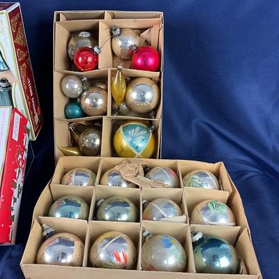 942 Vintage Shiny Brite Christmas Ornaments 3 boxes