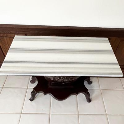 Solid Mahogany Harp Console Table ~ With Carrara Marble Top~ * Read Details