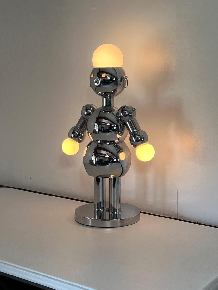 TORINO ~ 3-Way Chrome Robot Table Lamp | EstateSales.org TORINO ~ 3-Way Chrome Robot Table Lamp | EstateSales.org