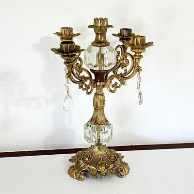 Pair (2) Glass / Brass Scales Of Justice & Candelabra