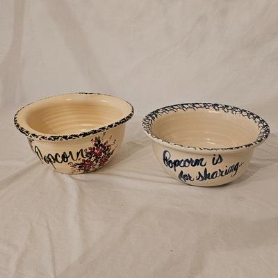 Two Stoneware Popcorn Bowls (LR-JS)