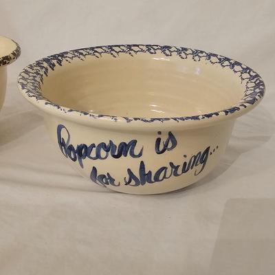 Two Stoneware Popcorn Bowls (LR-JS)