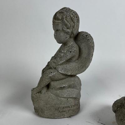 895 Nina Studios Cement Angel with Bird Garden Statue
