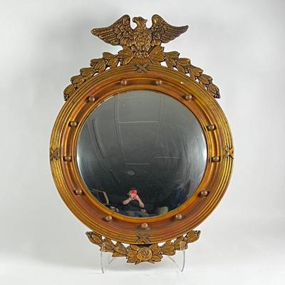 898 Vintage Golden Wood Bullseye Mirror