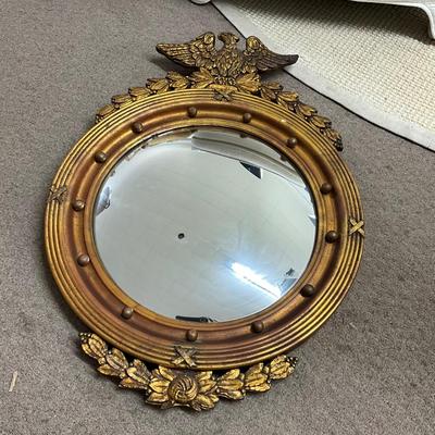 898 Vintage Golden Wood Bullseye Mirror