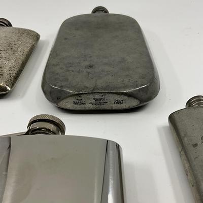 1447 Lot of English Silver Plate/ Pewter Flasks