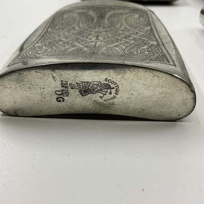 1447 Lot of English Silver Plate/ Pewter Flasks